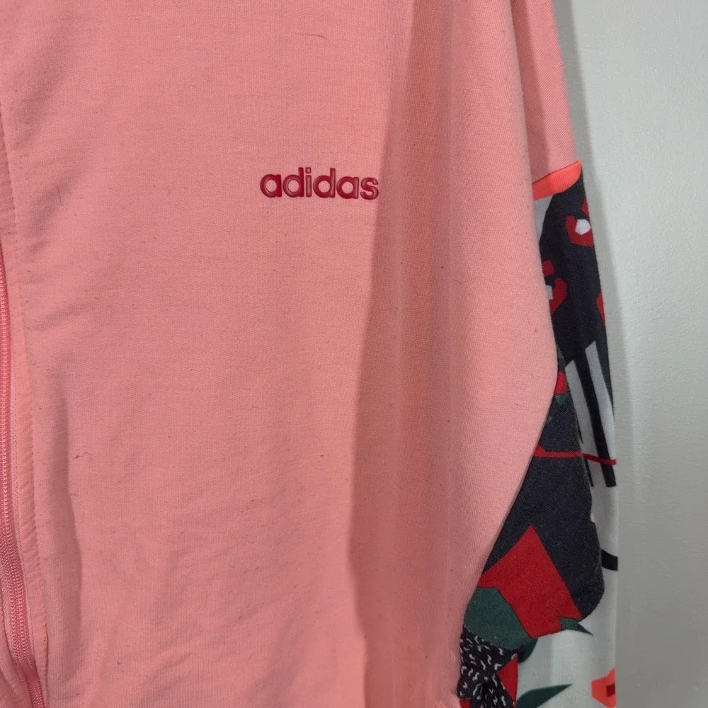 Adidas Farm Rio Pink Full Zip Hoodie Womens Size M Geometric Patterned Sleeve - Picture 3 of 10
